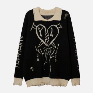 chic embroidered polo sweater love inspired design 8140