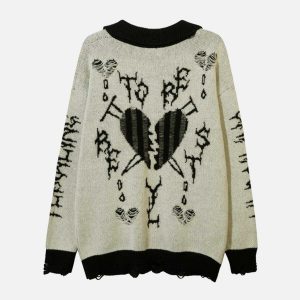 chic embroidered polo sweater love inspired design 8493