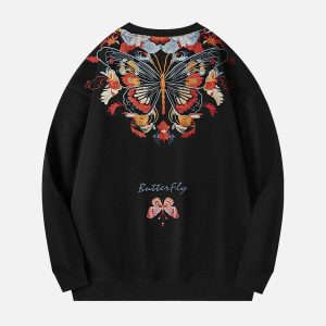 chic embroidery butterfly sweatshirt   youthful urban style 1925