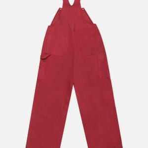 chic embroidery cherry overalls youthful streetwear appeal 3701