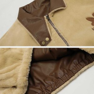 chic faux leather & fleece jacket   reversible urban style 2297