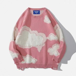 chic flocking cloud sweater   youthful & trendy design 4279