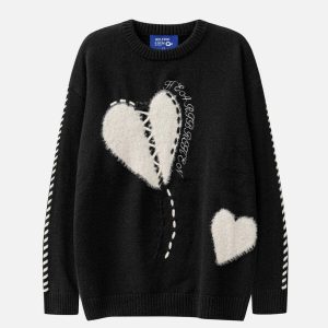 chic flocking heart sweater   youthful urban appeal 1556