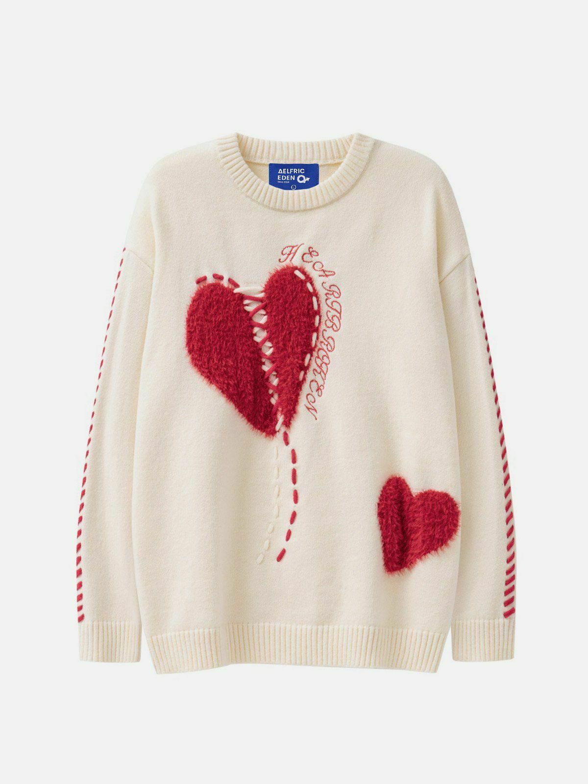 chic flocking heart sweater   youthful urban appeal 7337