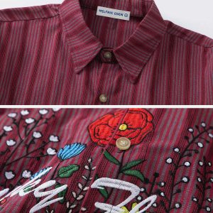 chic floral embroidered shirt   youthful & trendy appeal 5478