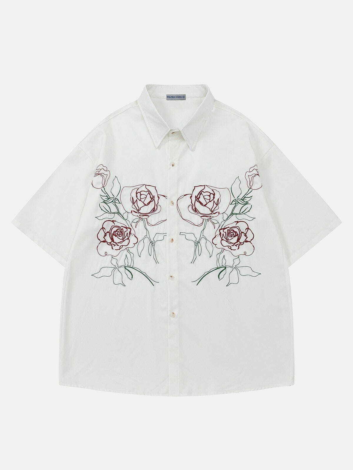 chic flower embroidered shirt   youthful & trendy appeal 8269