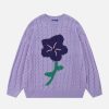 chic flower jacquard sweater   youthful urban appeal 4998