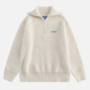 chic half zip sweater minimalist & trendy comfort 6838