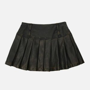chic heart buckle skirt y2k aesthetic & wrinkle detail 6107