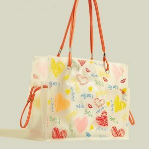 chic heart doodle tote transparent & trendy accessory 4519