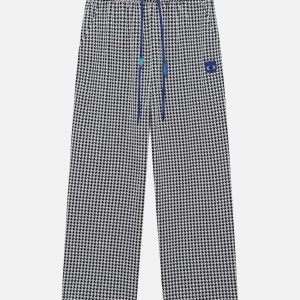 chic houndstooth straightleg pants youthful casual style 4762
