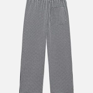 chic houndstooth straightleg pants youthful casual style 5501
