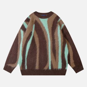 chic irregular stripe sweater   wool blend urban appeal 2689
