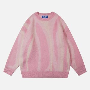 chic irregular stripe sweater   wool blend urban appeal 7650
