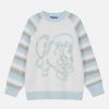 chic jacquard cat sweater   youthful & trendy design 2320