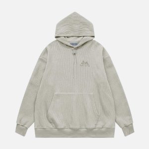 chic knit solid hoodie   sleek design & urban appeal 6874