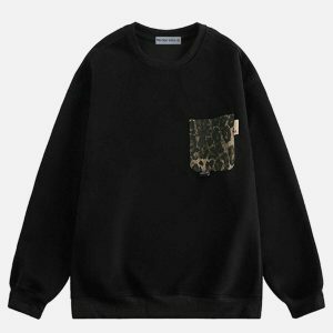 chic leopard print sweatshirt   urban & trendy pocket design 2949