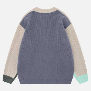 chic minimalism color block sweater   urban y2k style 4798