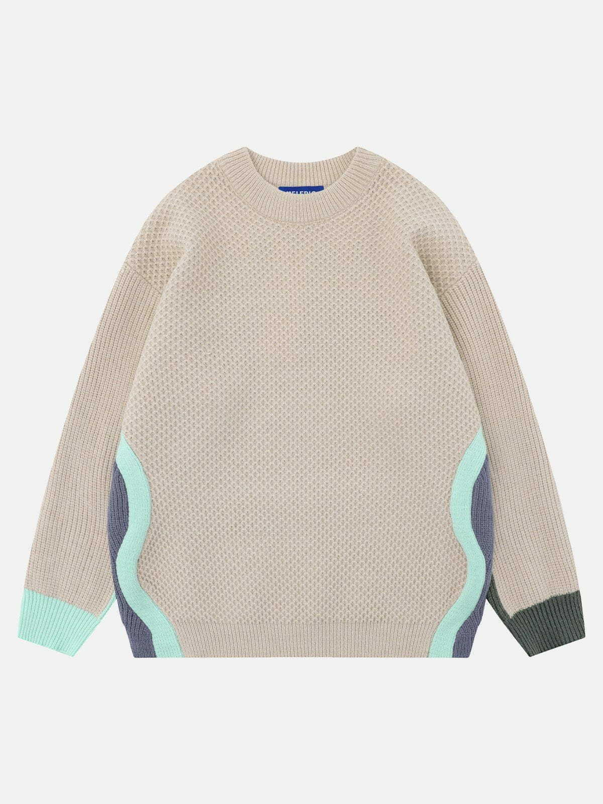 chic minimalism color block sweater   urban y2k style 6111