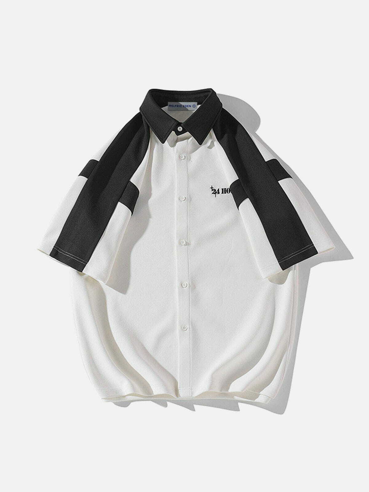 chic minimalist color block shirt   sleek & trendy fit 3815