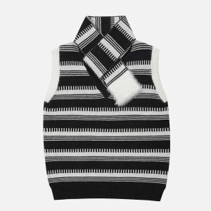 chic neckerchief stripe vest   youthful & trending style 2879