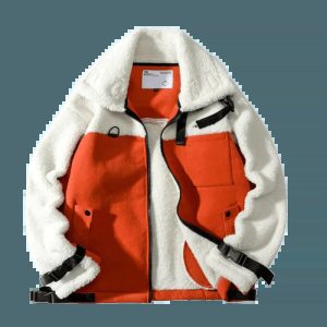 chic orange wool jacket sleek design & vibrant hue 2587