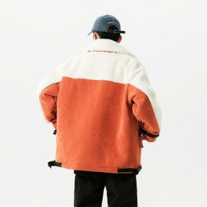 chic orange wool jacket sleek design & vibrant hue 6420