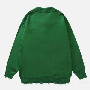 chic ox horn button polo sweater   youthful urban knit 7146