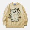 chic plush bow cat sweater   quirky & youthful appeal 6169