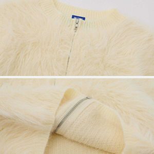chic plush zip up cardigan   sleek comfort & style 4216