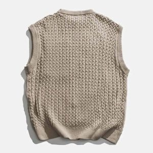 chic pure color sweater vest minimalist & versatile style 5600