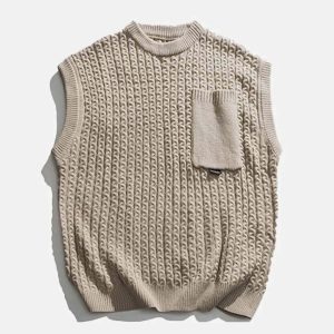 chic pure color sweater vest minimalist & versatile style 5998
