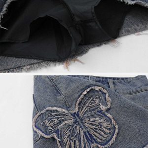 chic raw edge butterfly skirt   youthful streetwear appeal 5225