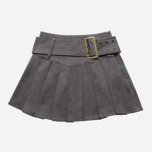 chic solid belt skirt   sleek design for urban style 3988