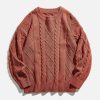 chic solid braided sweater   youthful & trendy knitwear 5865