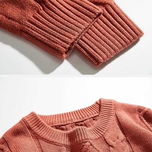 chic solid braided sweater   youthful & trendy knitwear 7548