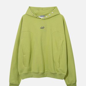 chic solid button hoodie   sleek urban streetwear essential 2456
