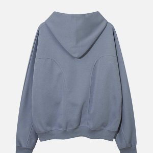 chic solid button hoodie   sleek urban streetwear essential 8289