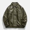 chic solid color pu jacket   sleek & urban essential 4834