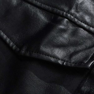 chic solid color pu jacket   sleek lapel design 6702