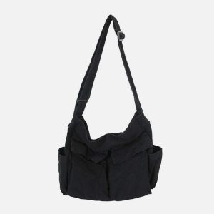 chic solid color shoulder bag with big pocket   urban appeal 3903