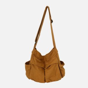 chic solid color shoulder bag with big pocket   urban appeal 4823