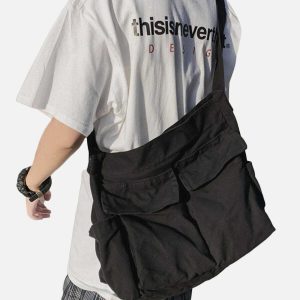 chic solid color shoulder bag with big pocket   urban appeal 6582