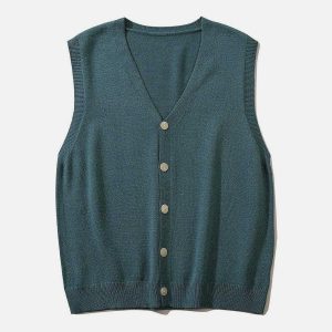 chic solid color sweater vest minimalist & versatile 4235