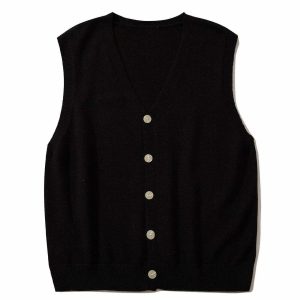 chic solid color sweater vest minimalist & versatile 8446