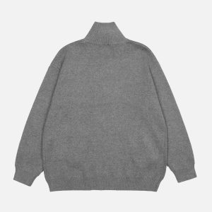 chic solid color turtleneck zipup sweater urban elegance 1138