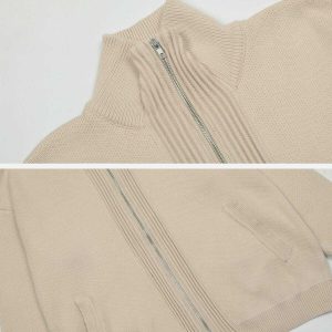 chic solid color turtleneck zipup sweater urban elegance 3379