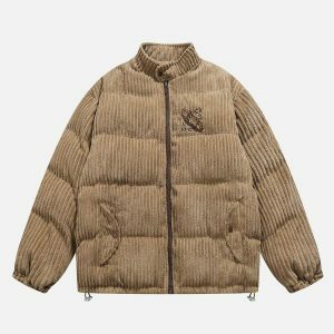 chic solid corduroy coat   youthful & trendy streetwear 8770