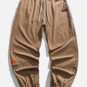 chic solid corduroy sweatpants   y2k streetwear revival 3174