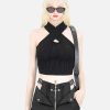 chic solid cross straps cami top   youthful streetwear gem 8091